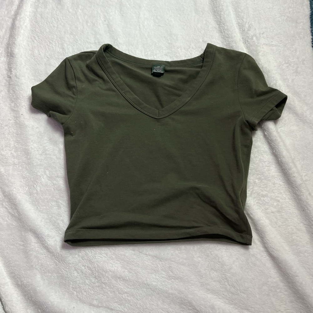 Classic V-Neck Olive Green Women's Top